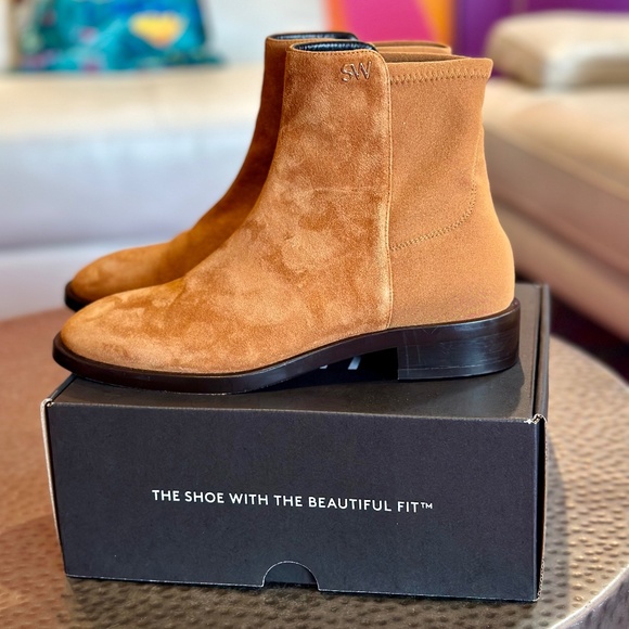 Stuart Weitzman Bold Suede Moto Ankle Boots size US Woman 6.5B - Picture 7 of 11